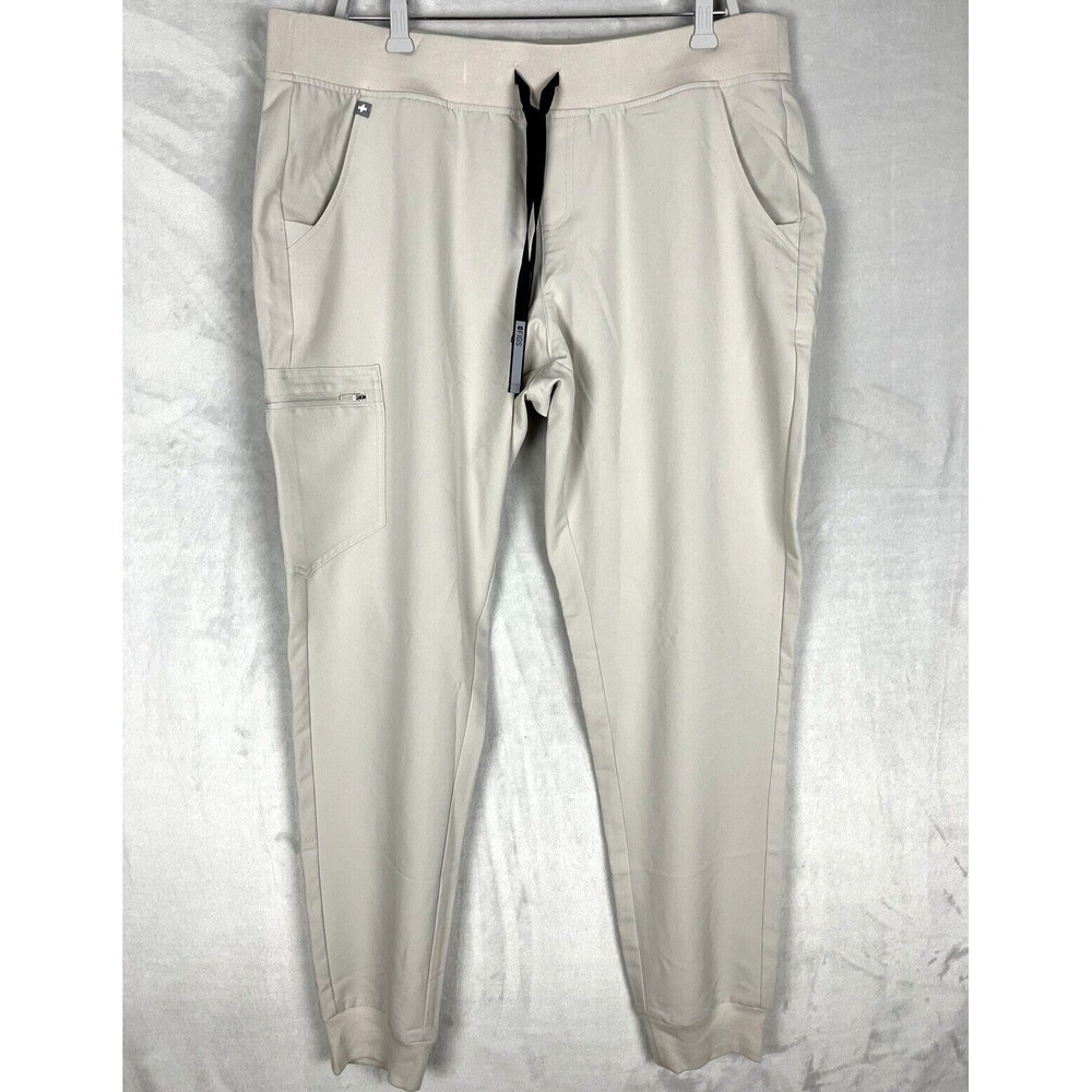 FIGS Zamora Jogger Scrub Pants Women XL Ivory High Waist Six Pocket NWT